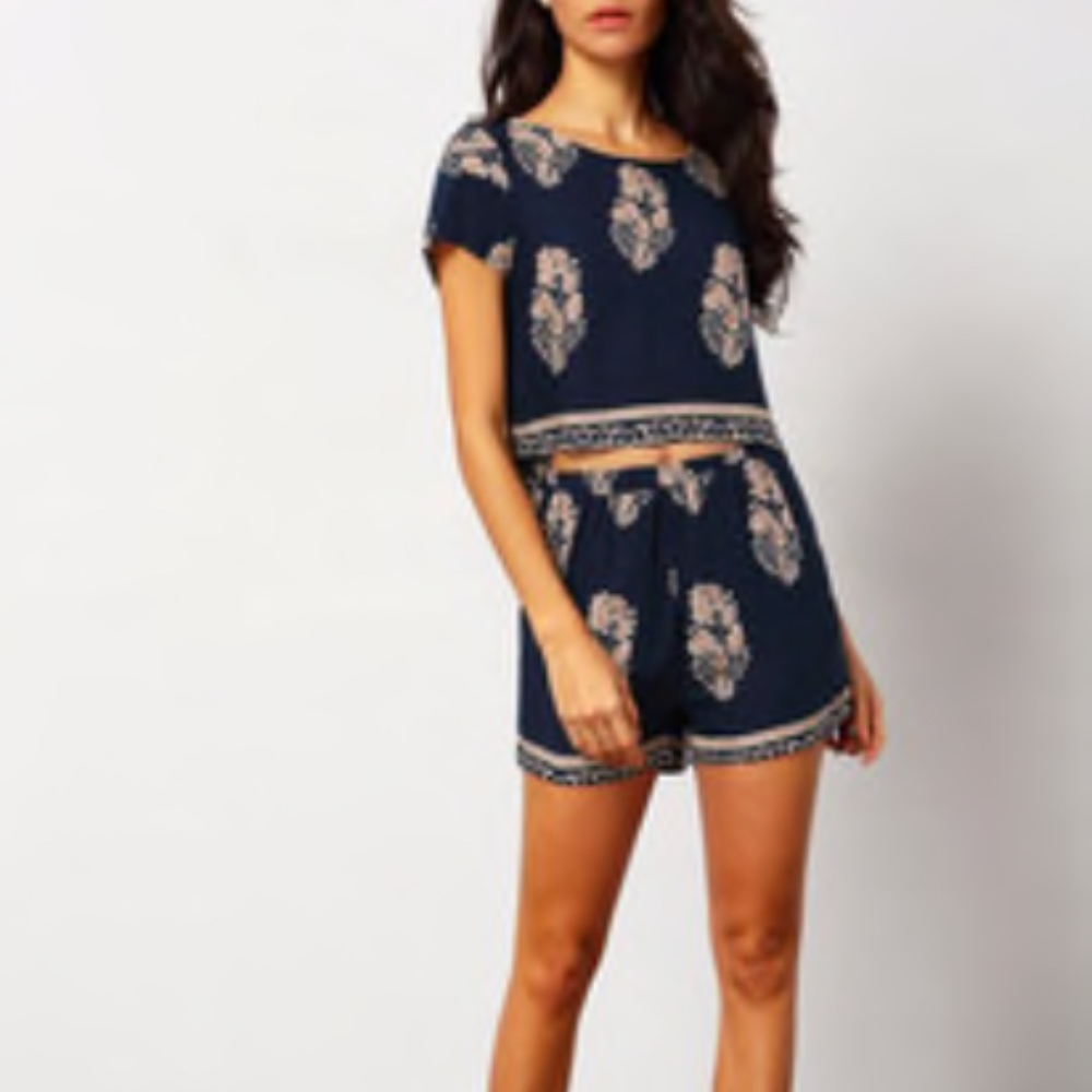 Printed Crop Top + Shorts Summer Set